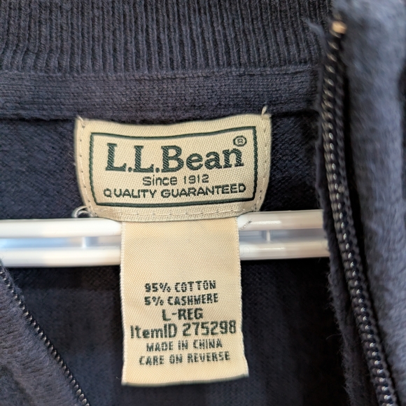L.L. Bean Men's Navy Zip-Up Sweater - Picture 2 of 5